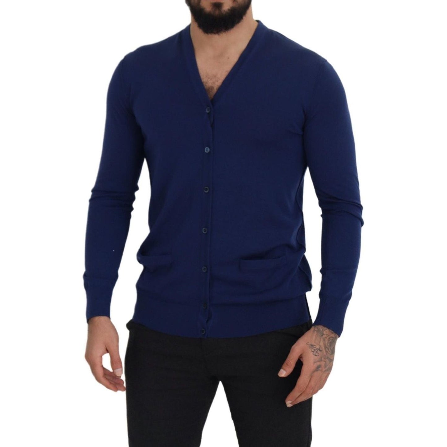 Dolce & Gabbana Elegant Virgin Wool Blue Cardigan Sweater Dolce & Gabbana