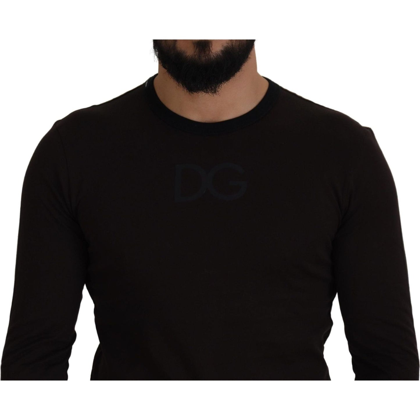 Dolce & Gabbana Elegant Brown Crewneck Cotton Sweater Dolce & Gabbana