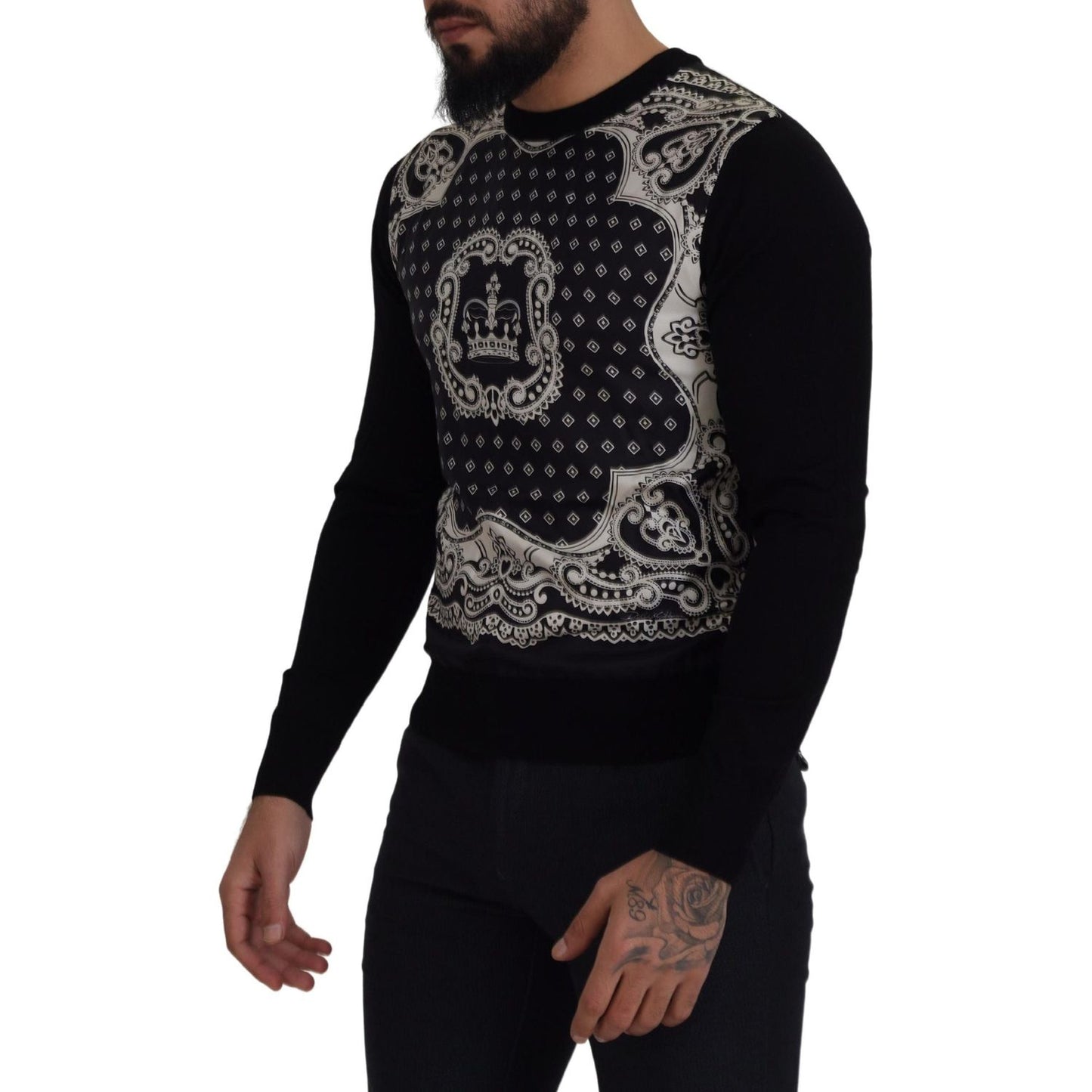 Dolce & Gabbana Elegant Wool Silk Blend Crewneck Sweater Dolce & Gabbana