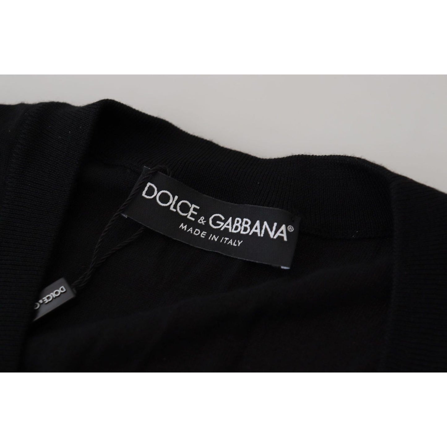 Dolce & Gabbana Elegant Wool Buttoned Black Cardigan Dolce & Gabbana