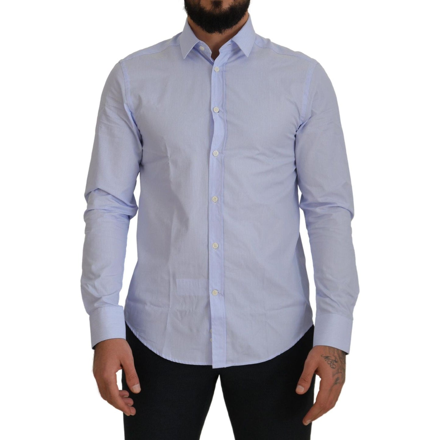 Versace Collection Elegant Light Blue Dress Shirt Versace Collection