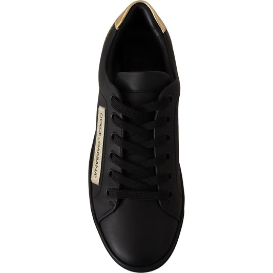 Dolce & Gabbana Chic Black and Gold Low-top Leather Sneakers Dolce & Gabbana