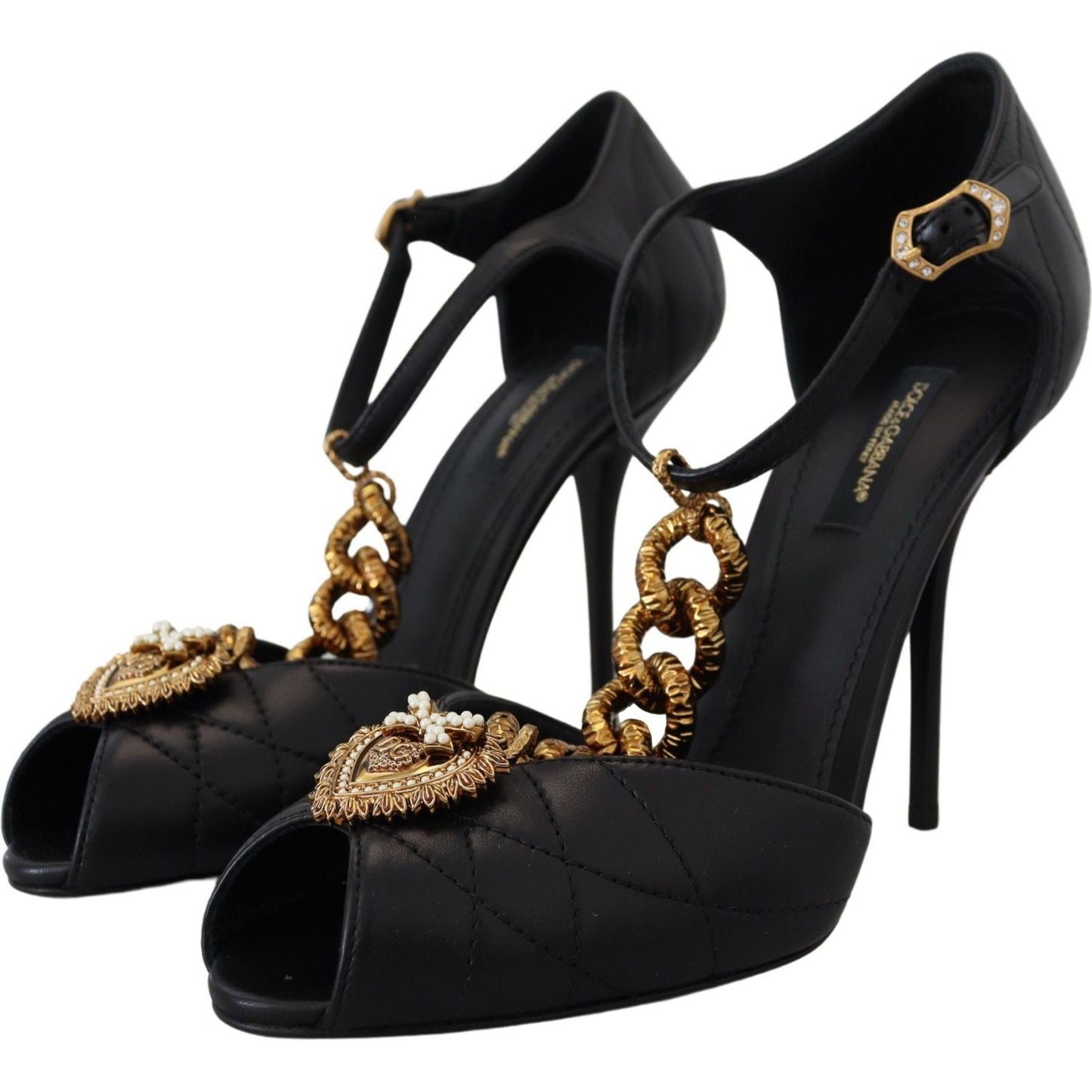 Dolce & Gabbana Elegant Gold-Embellished Leather Sandals Dolce & Gabbana