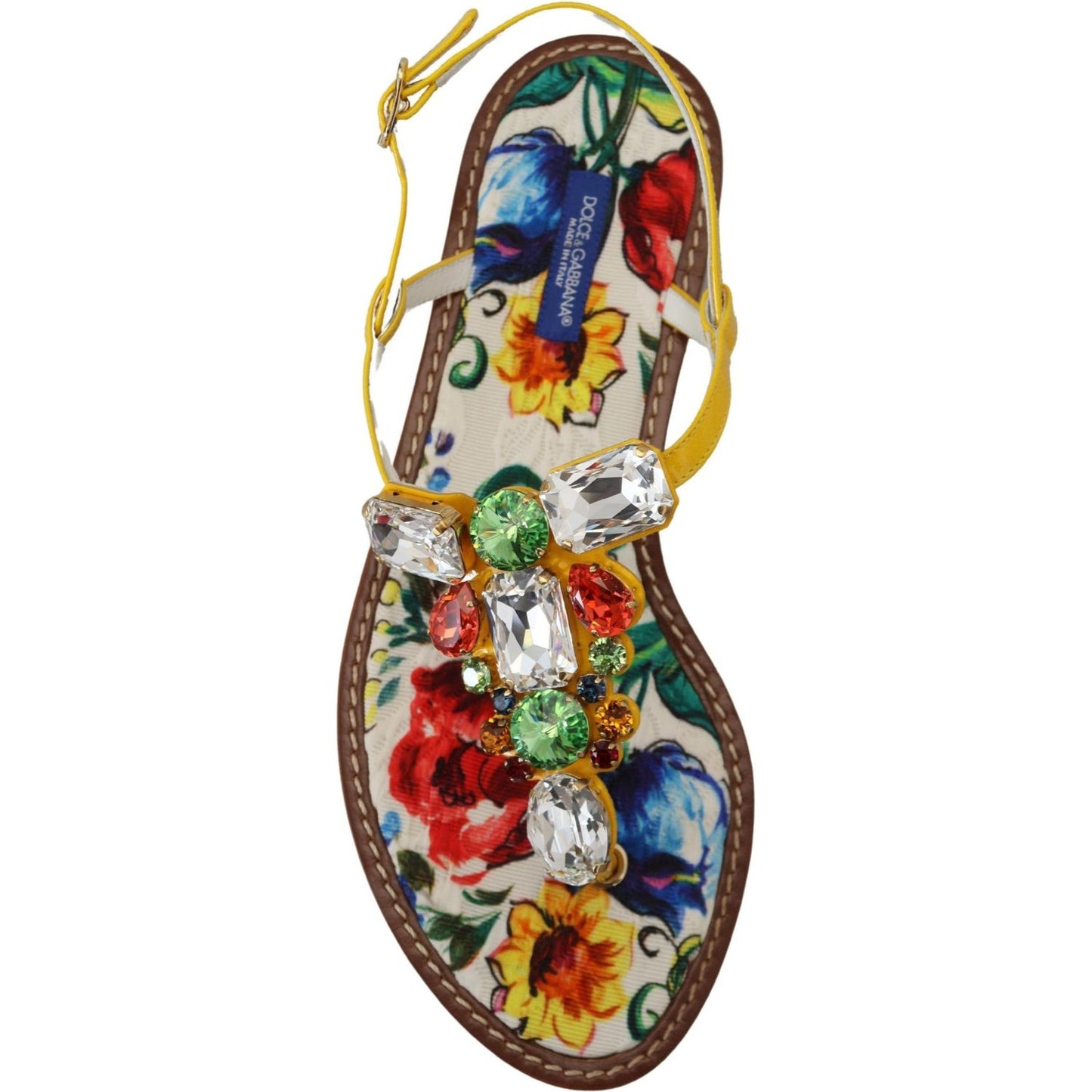 Dolce & Gabbana Majolica Crystal Embellished Leather Sandals Dolce & Gabbana