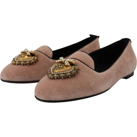 Dolce & Gabbana Elegant Pink Velvet Devotion Loafers Dolce & Gabbana