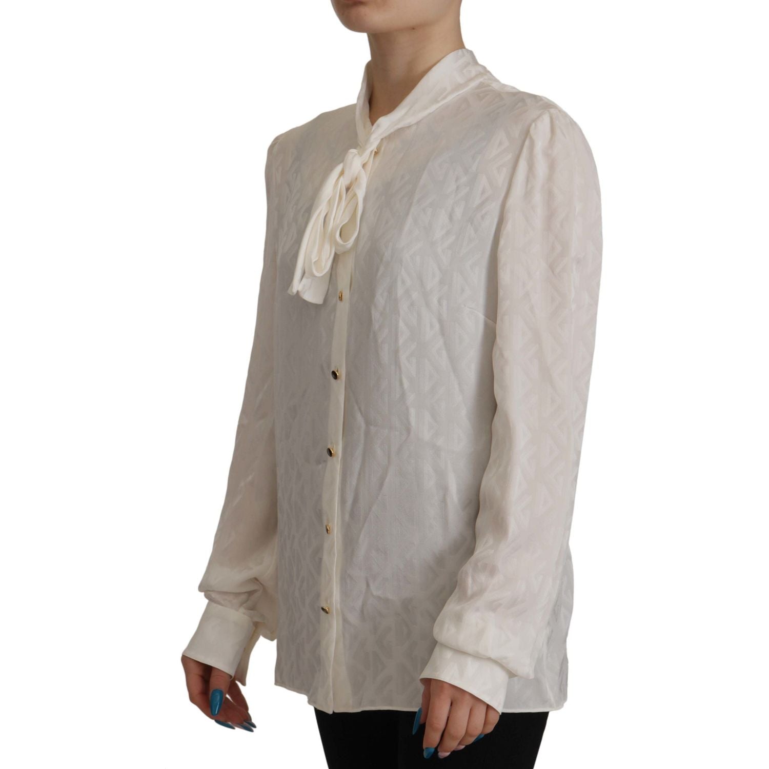 Dolce & Gabbana Elegant Silk Ascot Collar Blouse