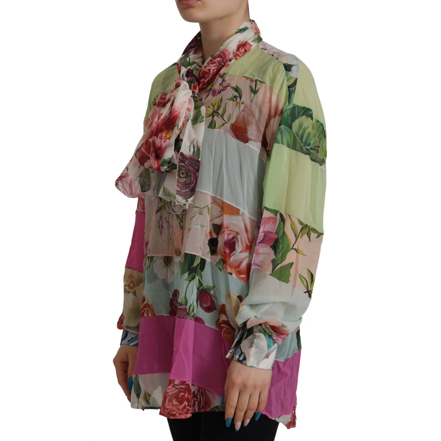 Dolce & Gabbana Elegant Floral Patchwork Silk Blouse Dolce & Gabbana