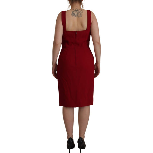 Dolce & Gabbana Elegant Red Square Neck Midi Dress Dolce & Gabbana