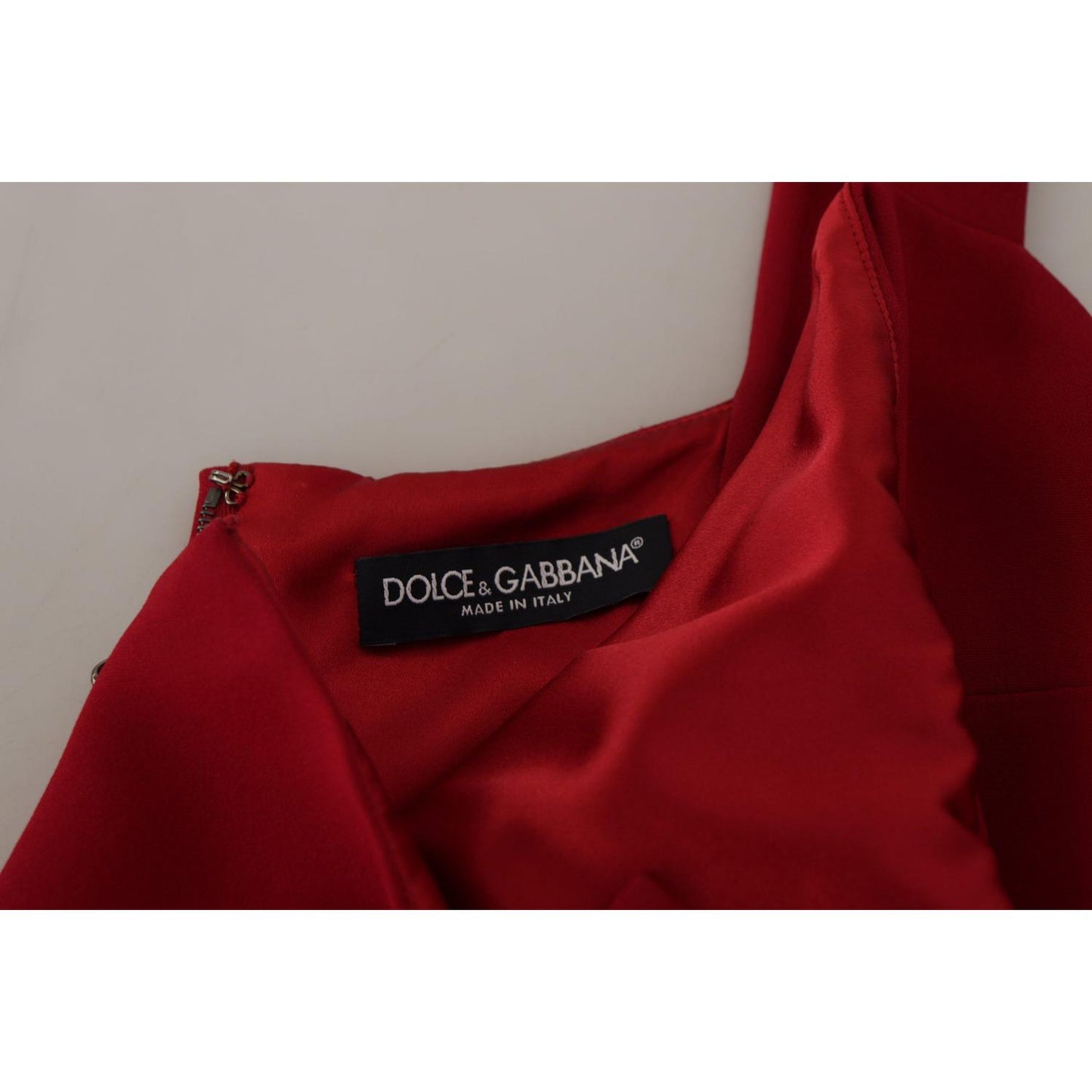 Dolce & Gabbana Elegant Red Square Neck Midi Dress Dolce & Gabbana