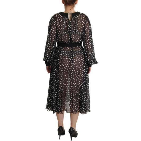 Dolce & Gabbana Elegant Polka Dot Silk Midi Dress