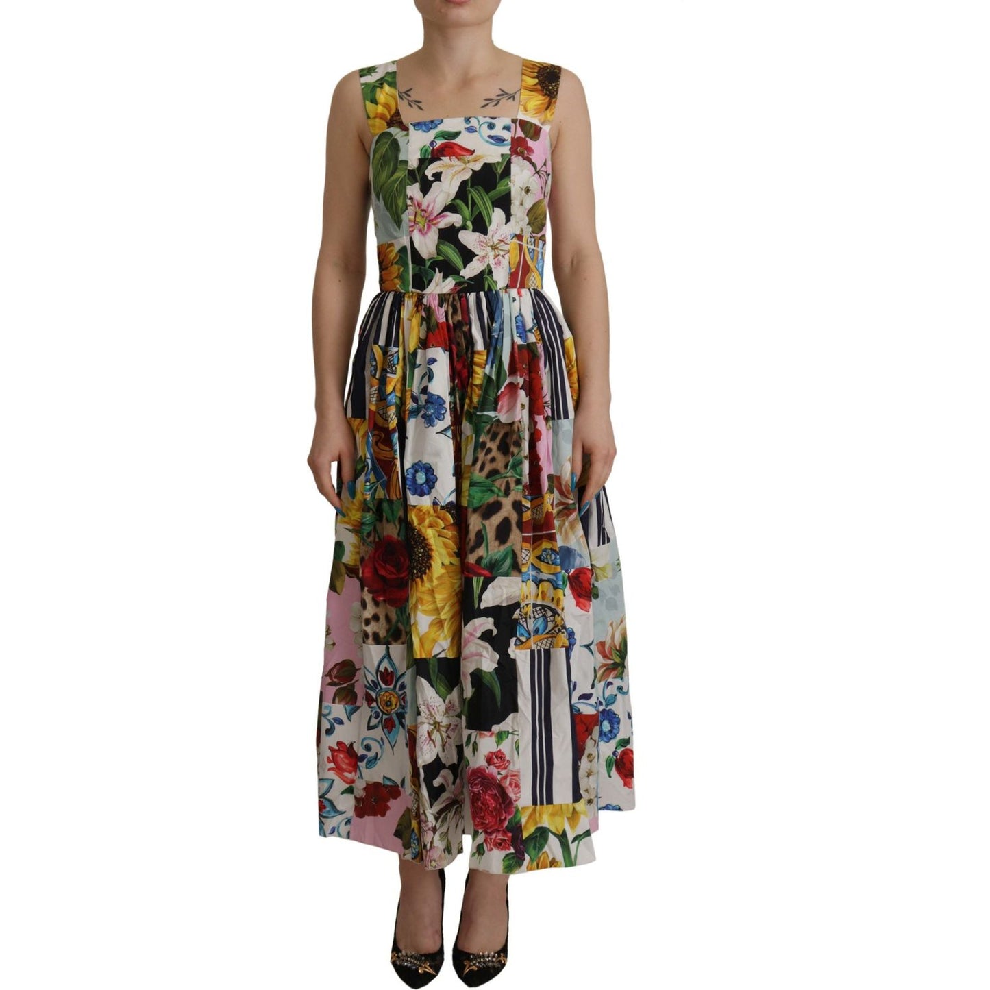 Dolce & Gabbana Elegant Floral A-Line Cotton Dress Dolce & Gabbana