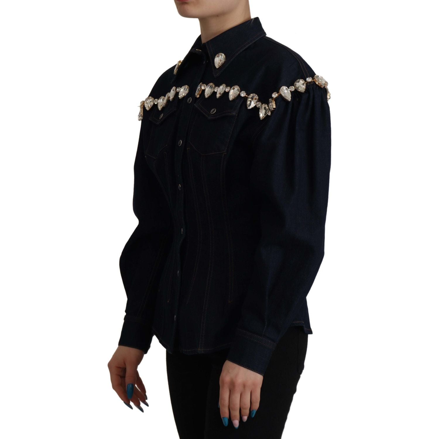 Dolce & Gabbana Elegant Crystal-Embellished Denim Jacket