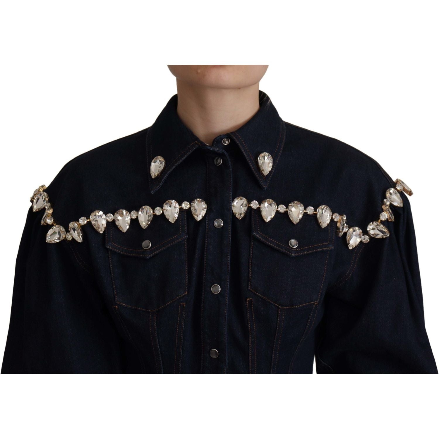 Dolce & Gabbana Elegant Crystal-Embellished Denim Jacket