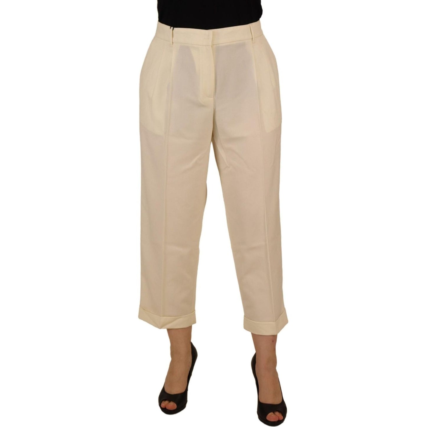 Dolce & Gabbana Elegant Ivory High-Waist Wool Pants Dolce & Gabbana