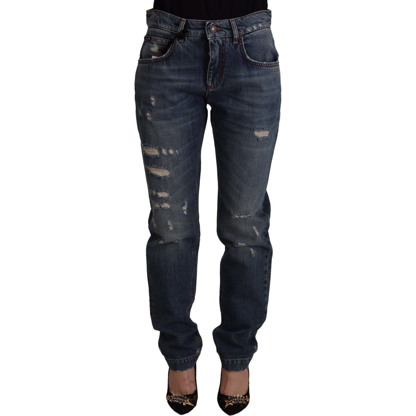 Dolce & Gabbana Chic Boyfriend Cut Mid Waist Denim Jeans Dolce & Gabbana