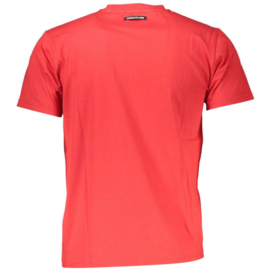 Cavalli Class Chic Red Round Neck Cotton Tee with Signature Print Cavalli Class