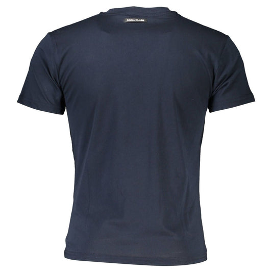 Cavalli Class Elegant Blue Round Neck Tee with Logo Print Cavalli Class