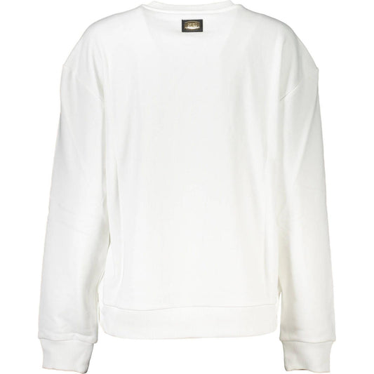 Cavalli Class Chic White Printed Sweater with Cozy Brushed Interior Cavalli Class