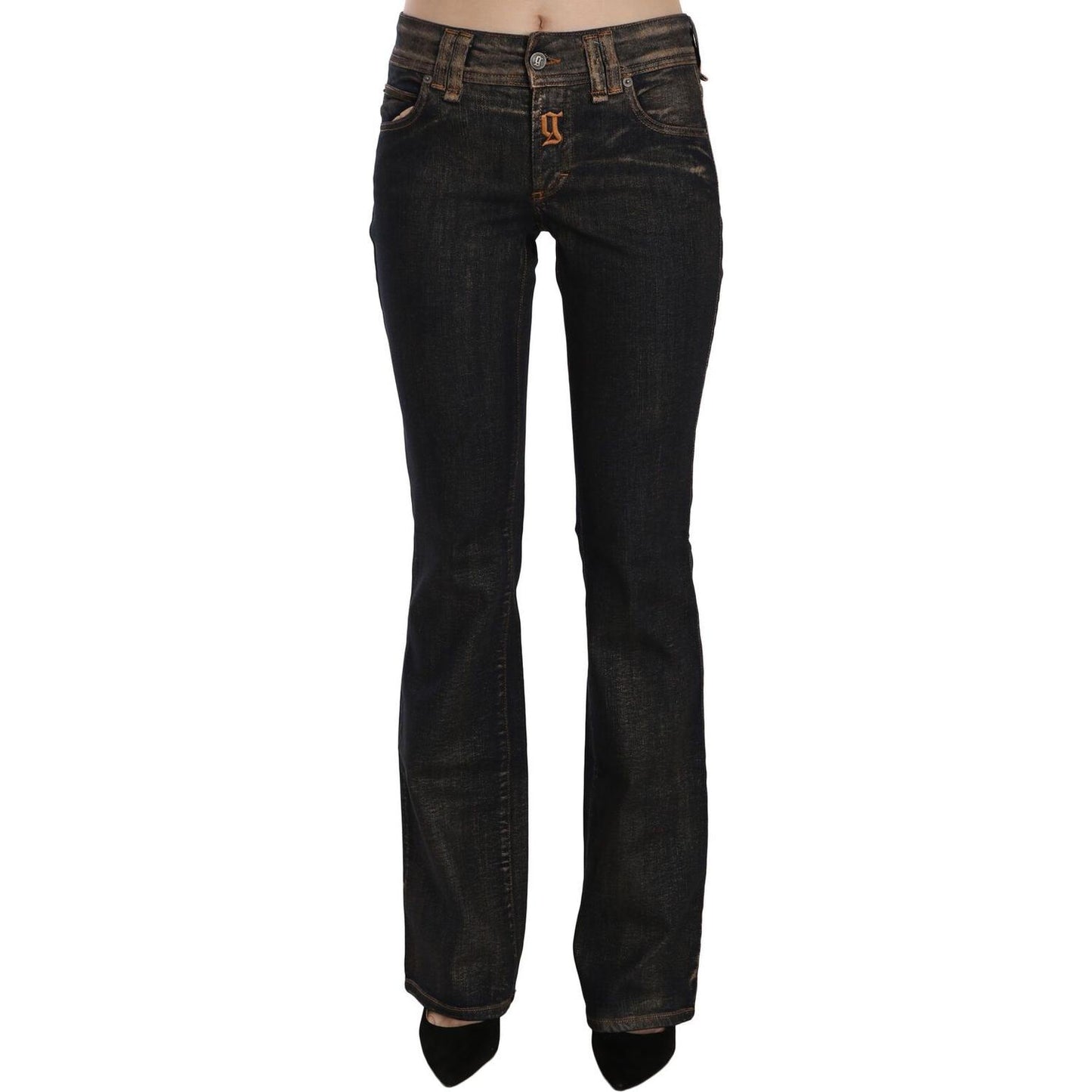 John Galliano Chic Flared Mid Waist Black Denim John Galliano