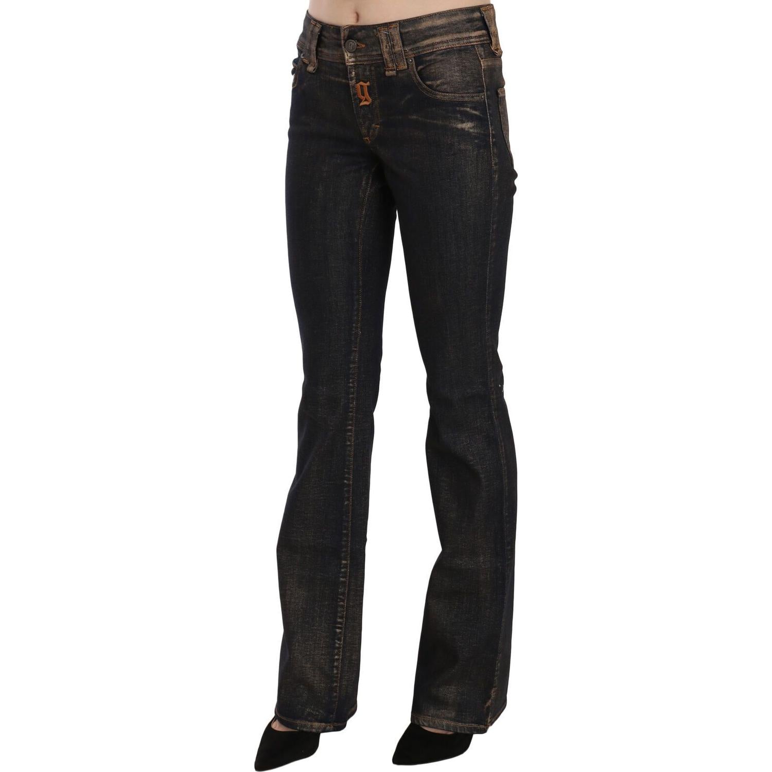 John Galliano Chic Flared Mid Waist Black Denim