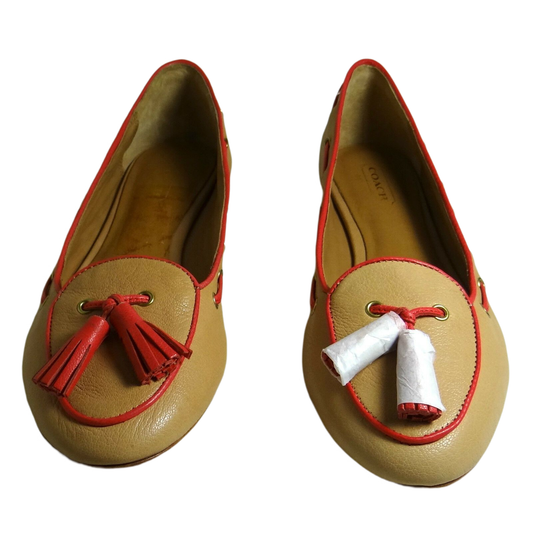 COACH Manika Soft Tan Leather Flat Shoes COACH