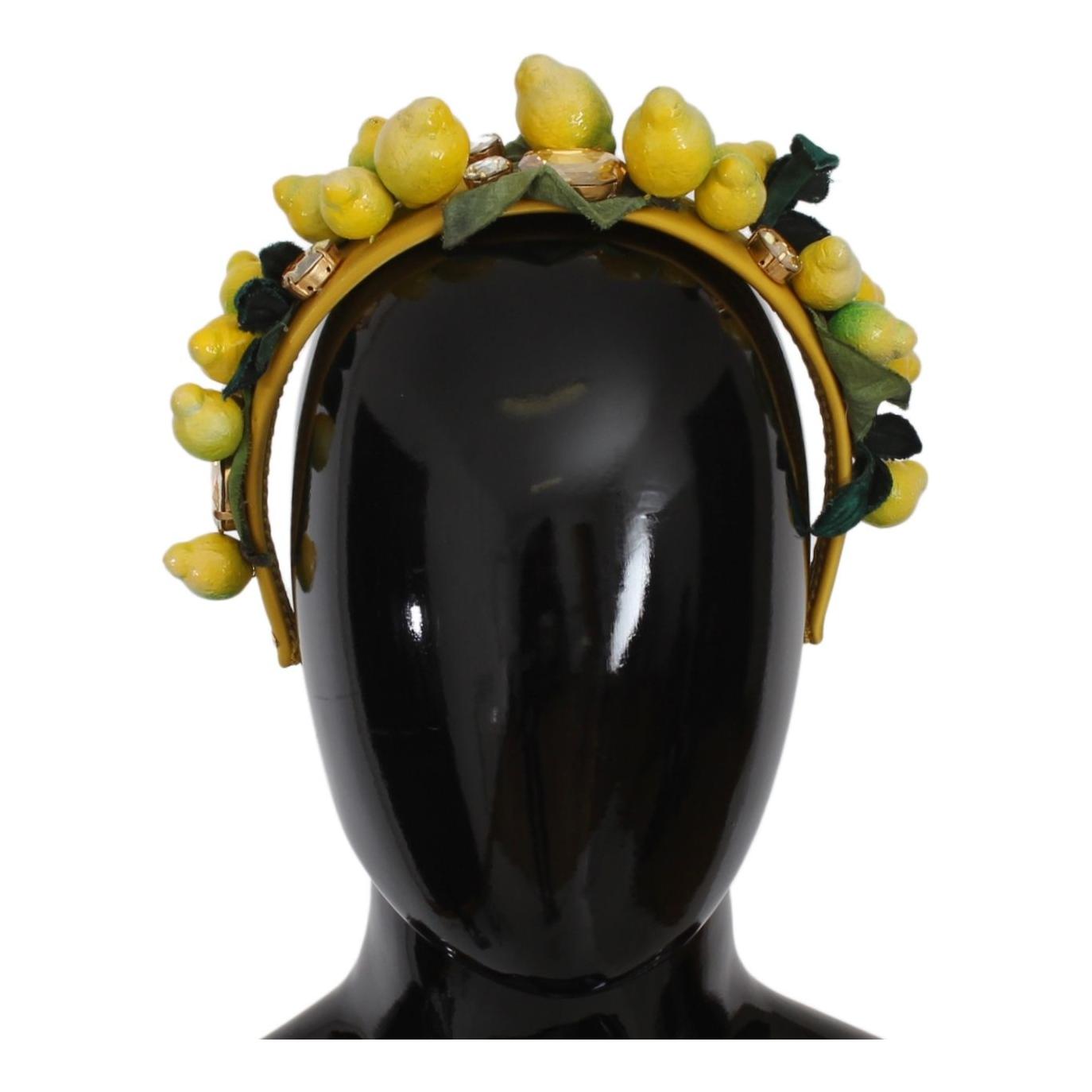 Dolce & Gabbana Exquisite Silk Crystal Lemon Headband Diadem Dolce & Gabbana