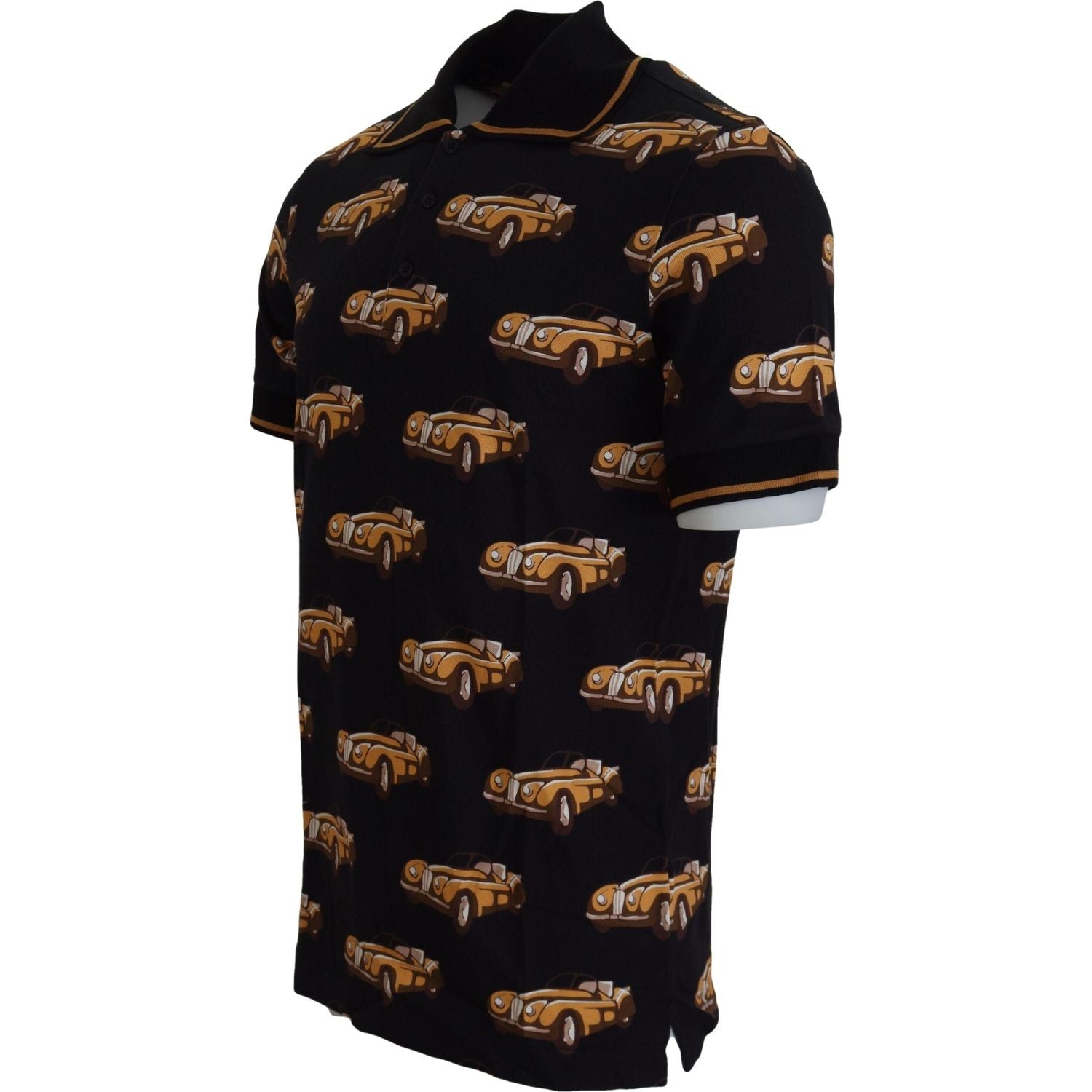 Dolce & Gabbana Elegant Car Print Polo T-Shirt in Black