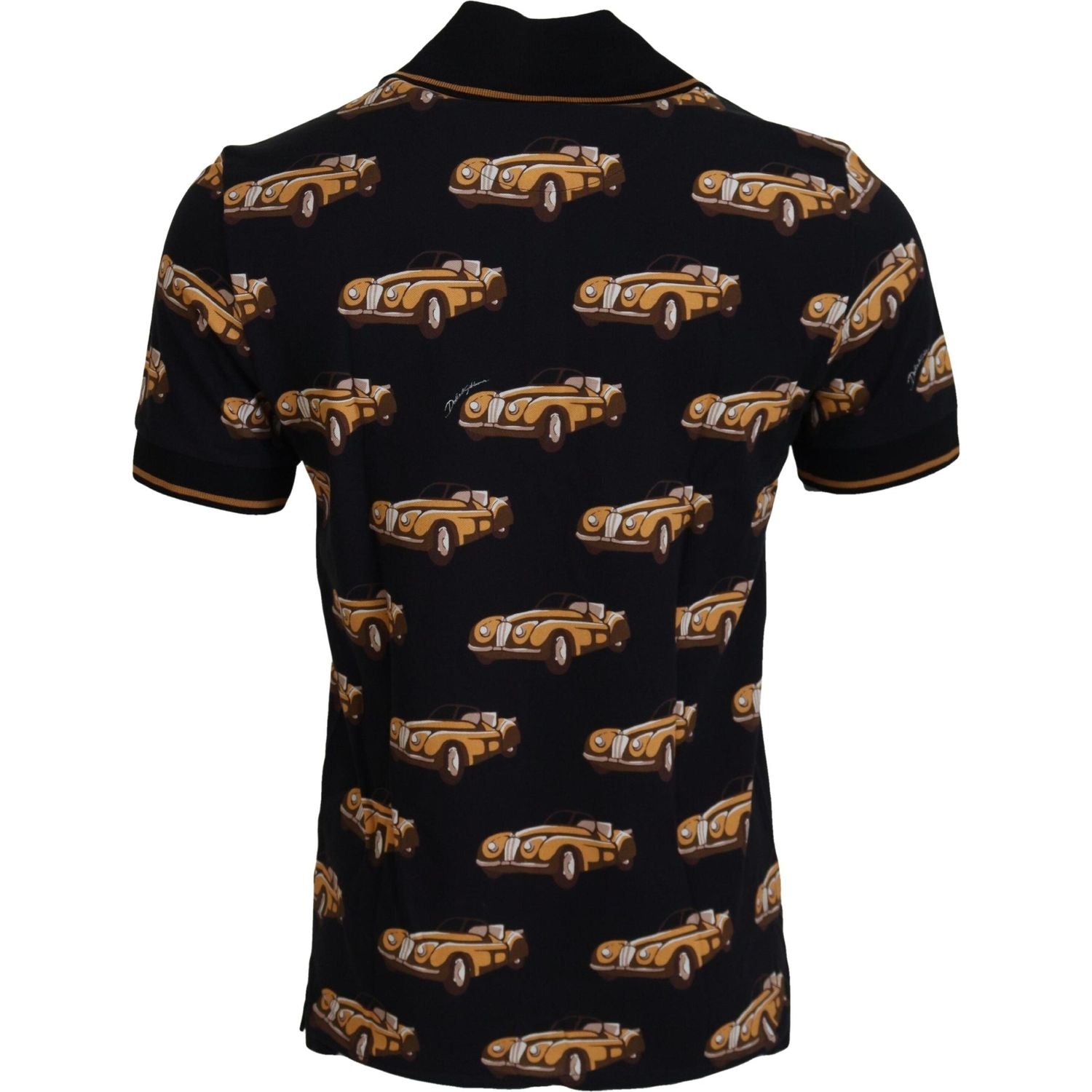 Dolce & Gabbana Elegant Car Print Polo T-Shirt in Black