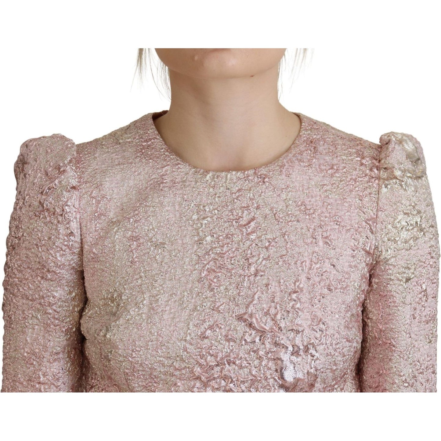 Dolce & Gabbana Elegant Pink Jacquard Midi Sheath Dress WOMAN DRESSES Dolce & Gabbana