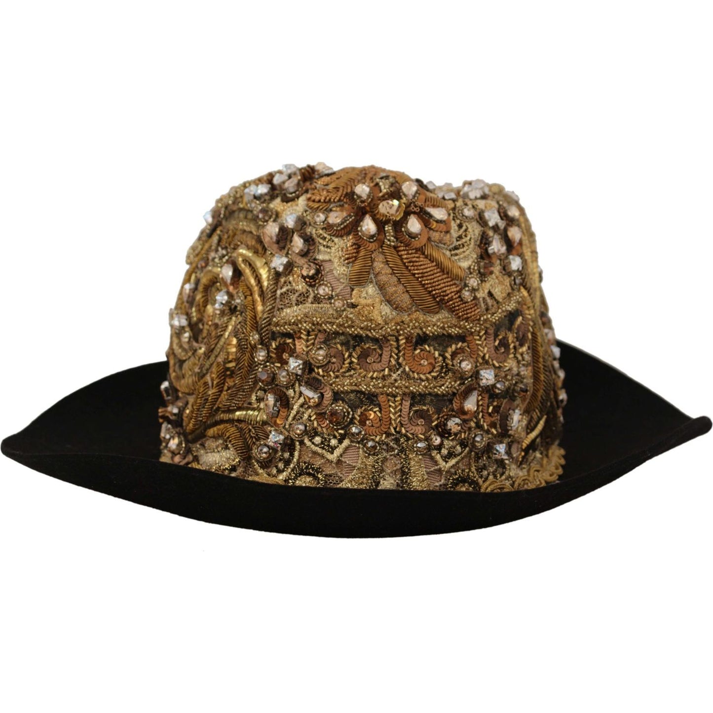 Dolce & Gabbana Elegant Black Gold Studded Fedora Dolce & Gabbana