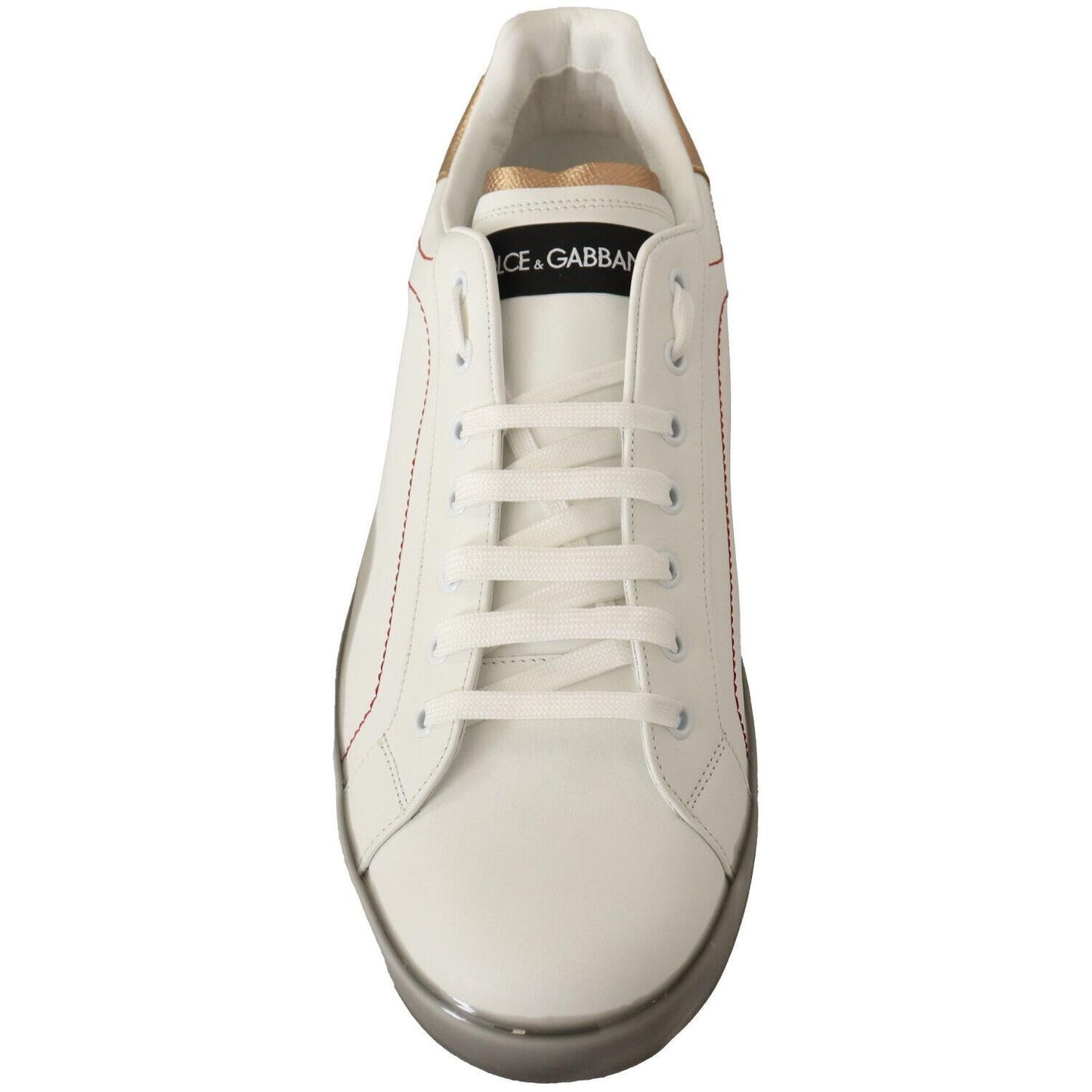 Dolce & Gabbana Elegant White & Gold Leather Sneakers Dolce & Gabbana