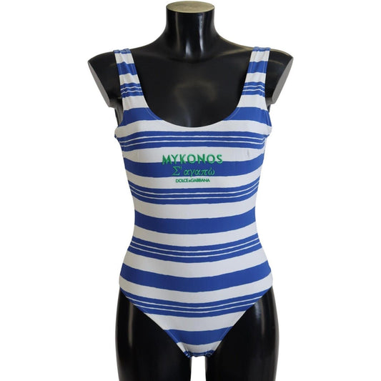 Dolce & Gabbana Riviera Chic Blue Striped One Piece Swimsuit Dolce & Gabbana