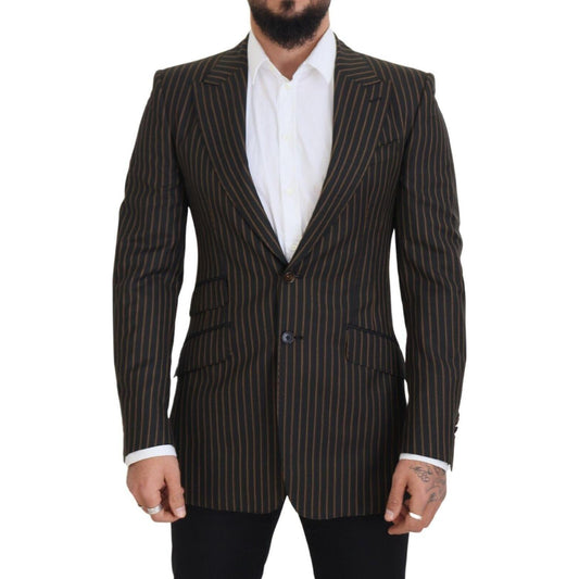 Dolce & Gabbana Elegant Striped Wool Blend Slim Blazer Dolce & Gabbana