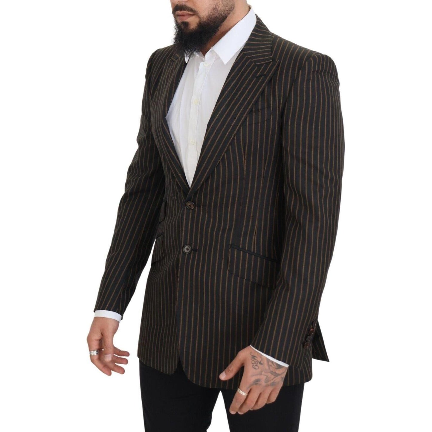 Dolce & Gabbana Elegant Striped Wool Blend Slim Blazer Dolce & Gabbana