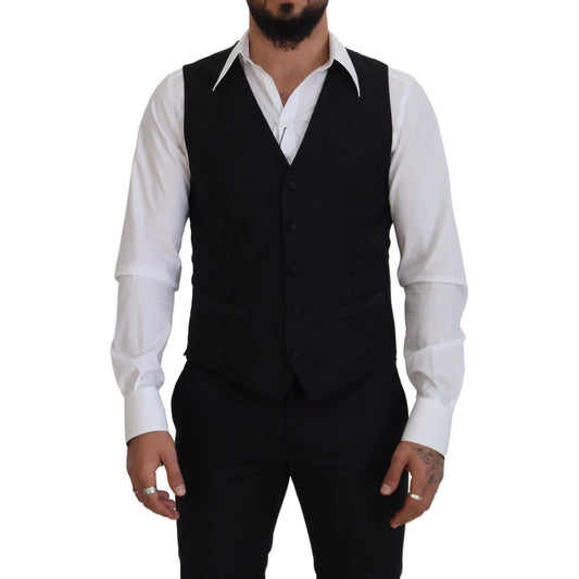 Dolce & Gabbana Elegant Black Single-Breasted Dress Vest Dolce & Gabbana