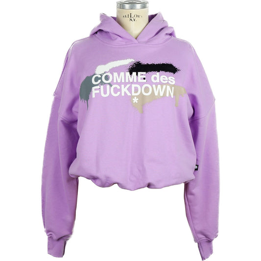 Comme Des Fuckdown Chic Purple Hooded Sweatshirt with Logo Print Comme Des Fuckdown