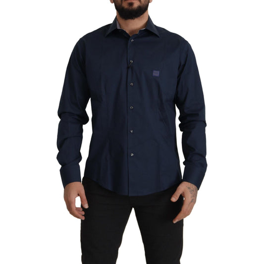 Roberto Cavalli Navy Elegance Cotton Dress Shirt Roberto Cavalli