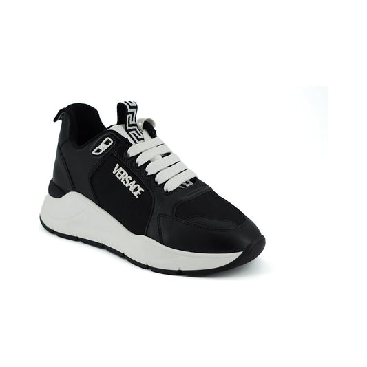 Versace Elegant Monochrome Leather Sneakers Versace