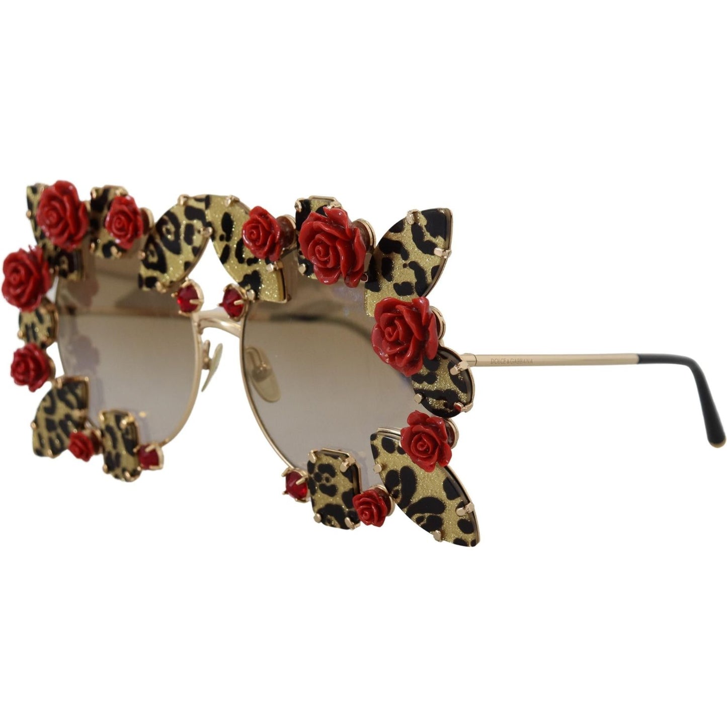 Dolce & Gabbana Elegant Round Rose-Embellished Sunglasses Dolce & Gabbana