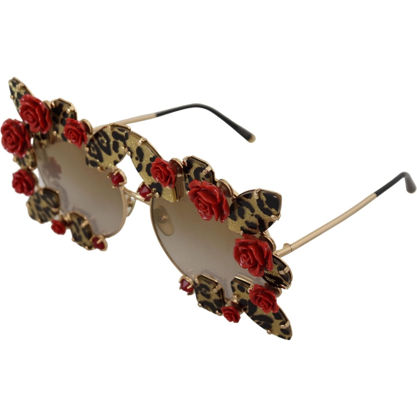 Dolce & Gabbana Elegant Round Rose-Embellished Sunglasses Dolce & Gabbana