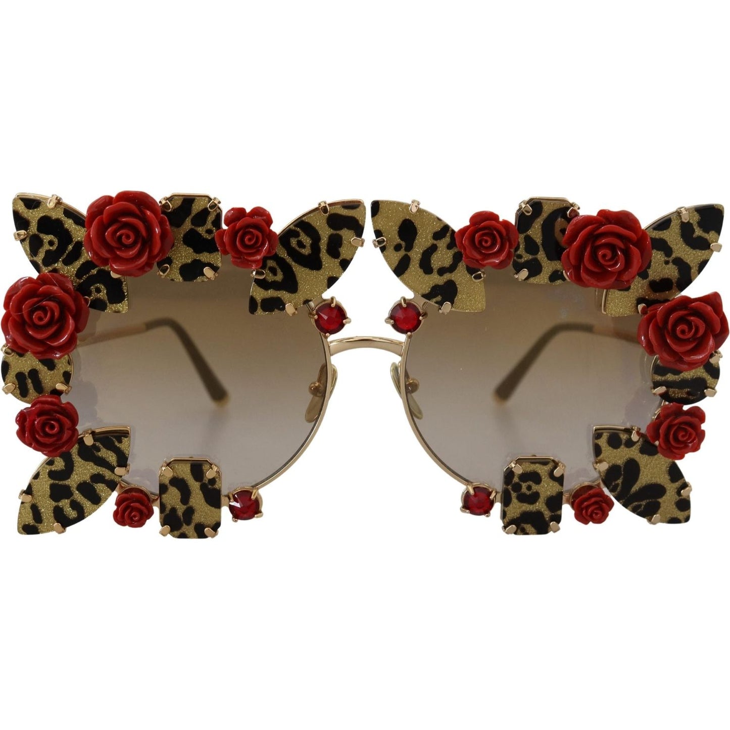 Dolce & Gabbana Elegant Round Rose-Embellished Sunglasses Dolce & Gabbana