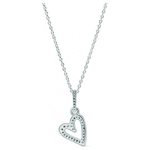 PANDORA JEWELS Mod. SPARKLING FREEHAND HEART PENDANT NECKLACE DESIGNER FASHION JEWELLERY PANDORA