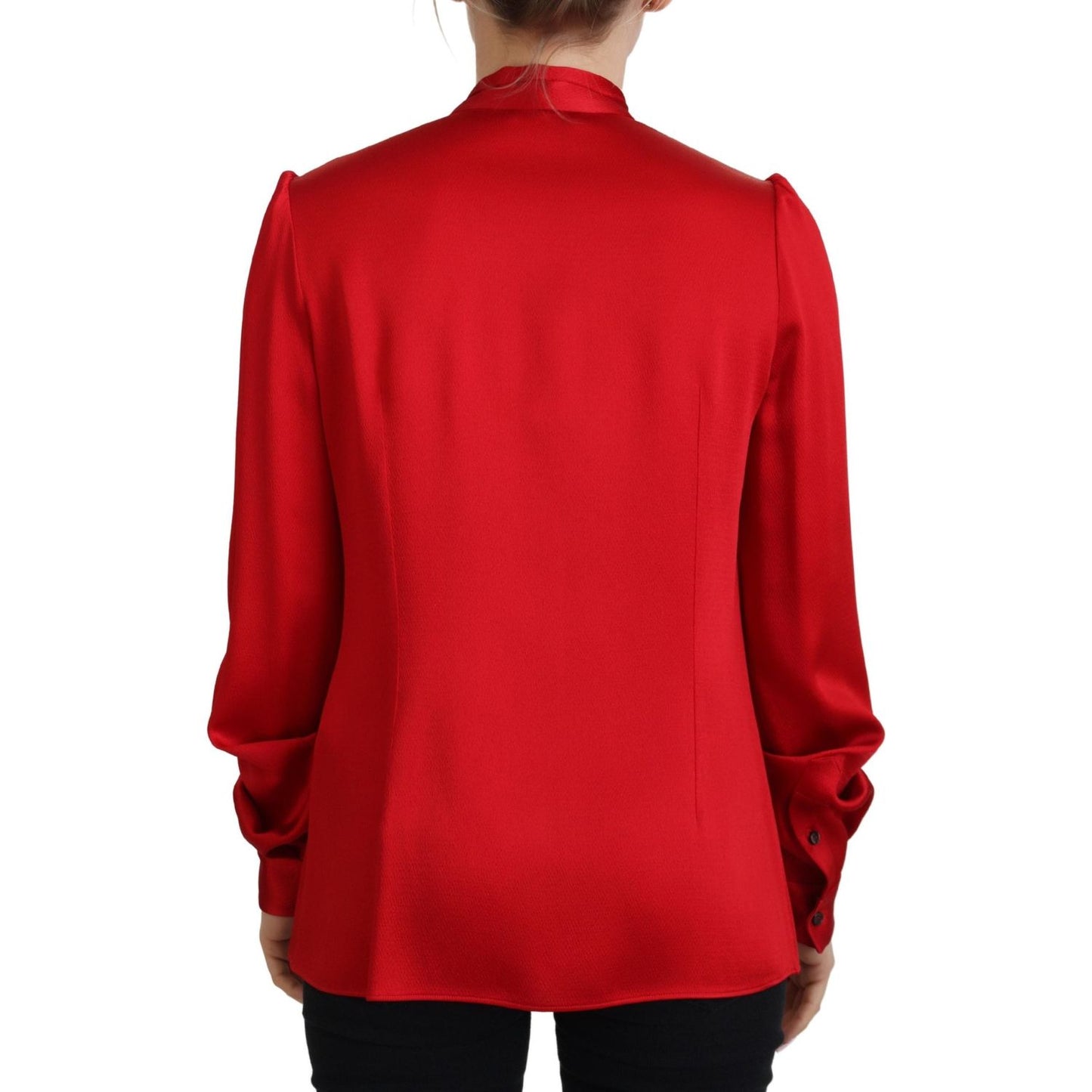 Dolce & Gabbana Elegant Red Ascot Collar Blouse Dolce & Gabbana