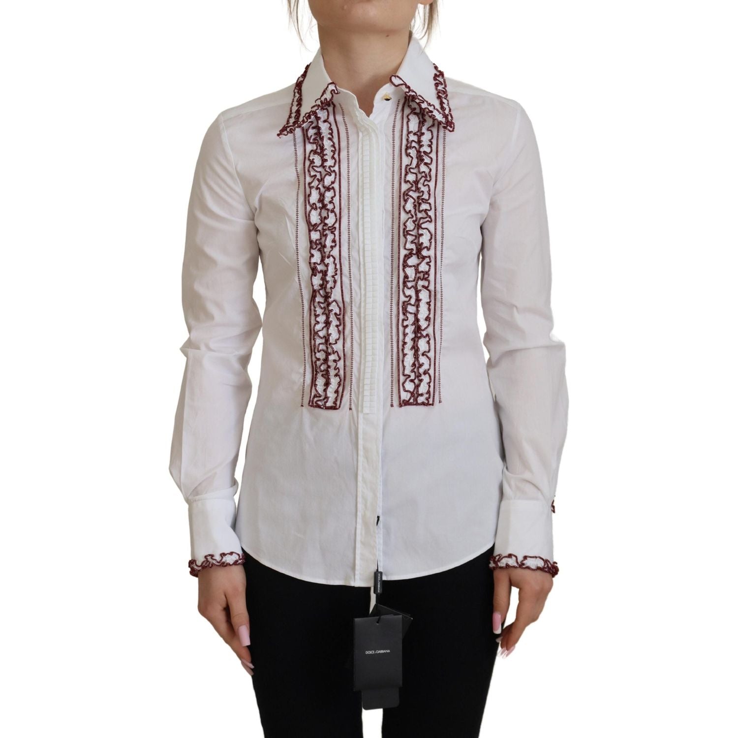 Dolce & Gabbana Elegant White Cotton Polo Top