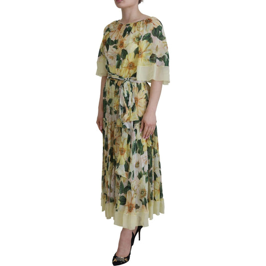 Dolce & Gabbana Floral Silk Pleated Maxi Dress Dolce & Gabbana