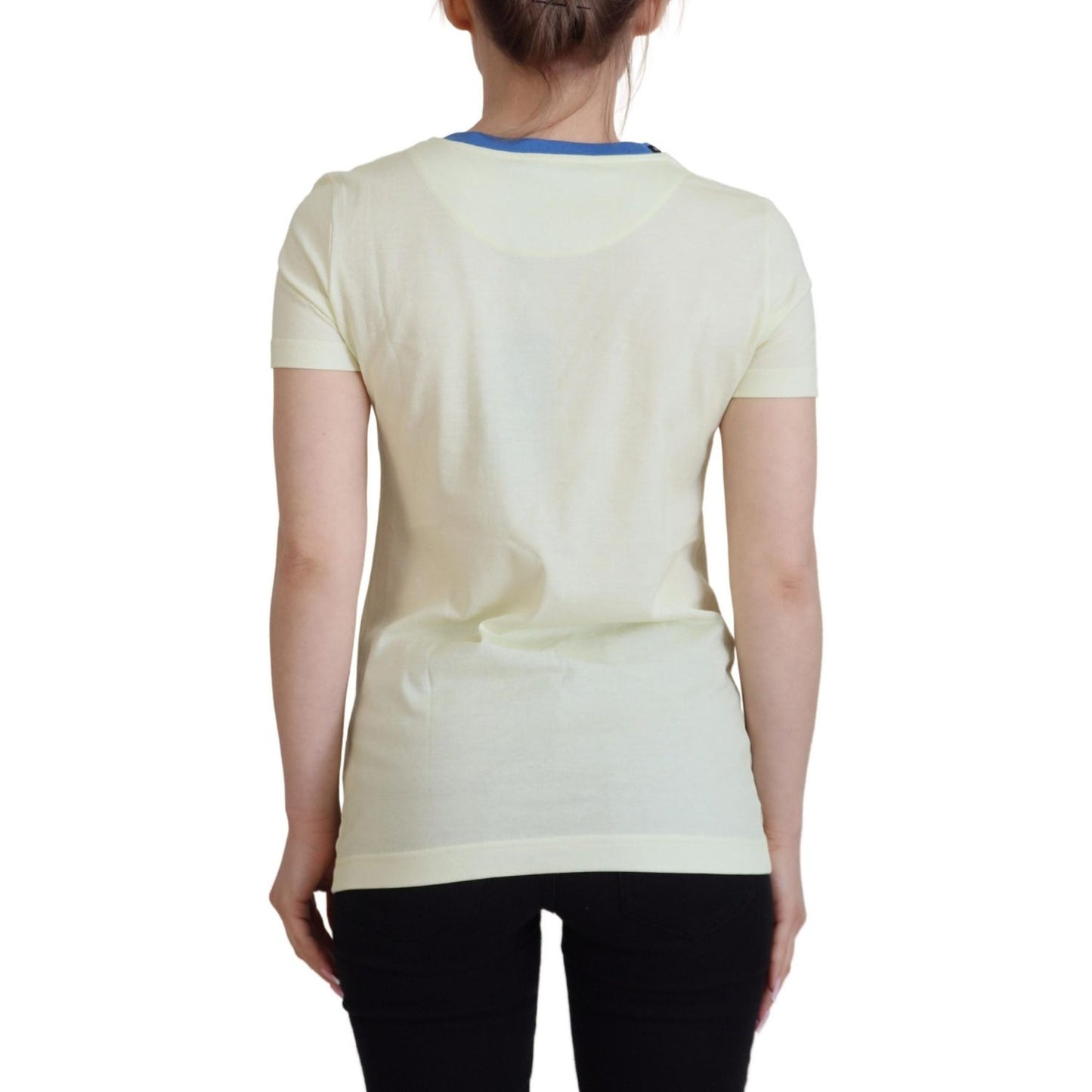 Dolce & Gabbana Elegant Yellow Cotton Tee with Chic Print Dolce & Gabbana