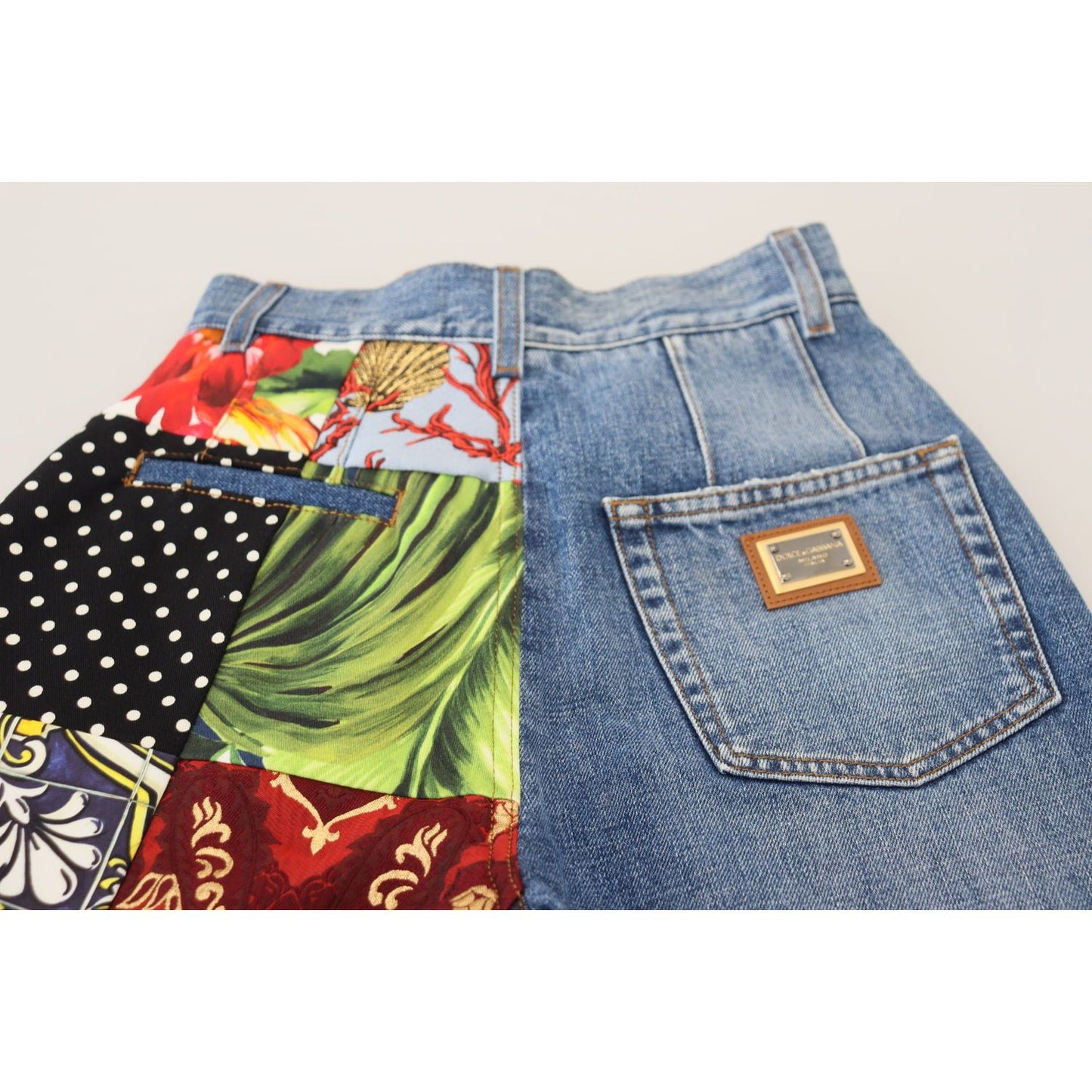 Dolce & Gabbana Patchwork Jacquard Blue Denim Luxury Jeans Dolce & Gabbana