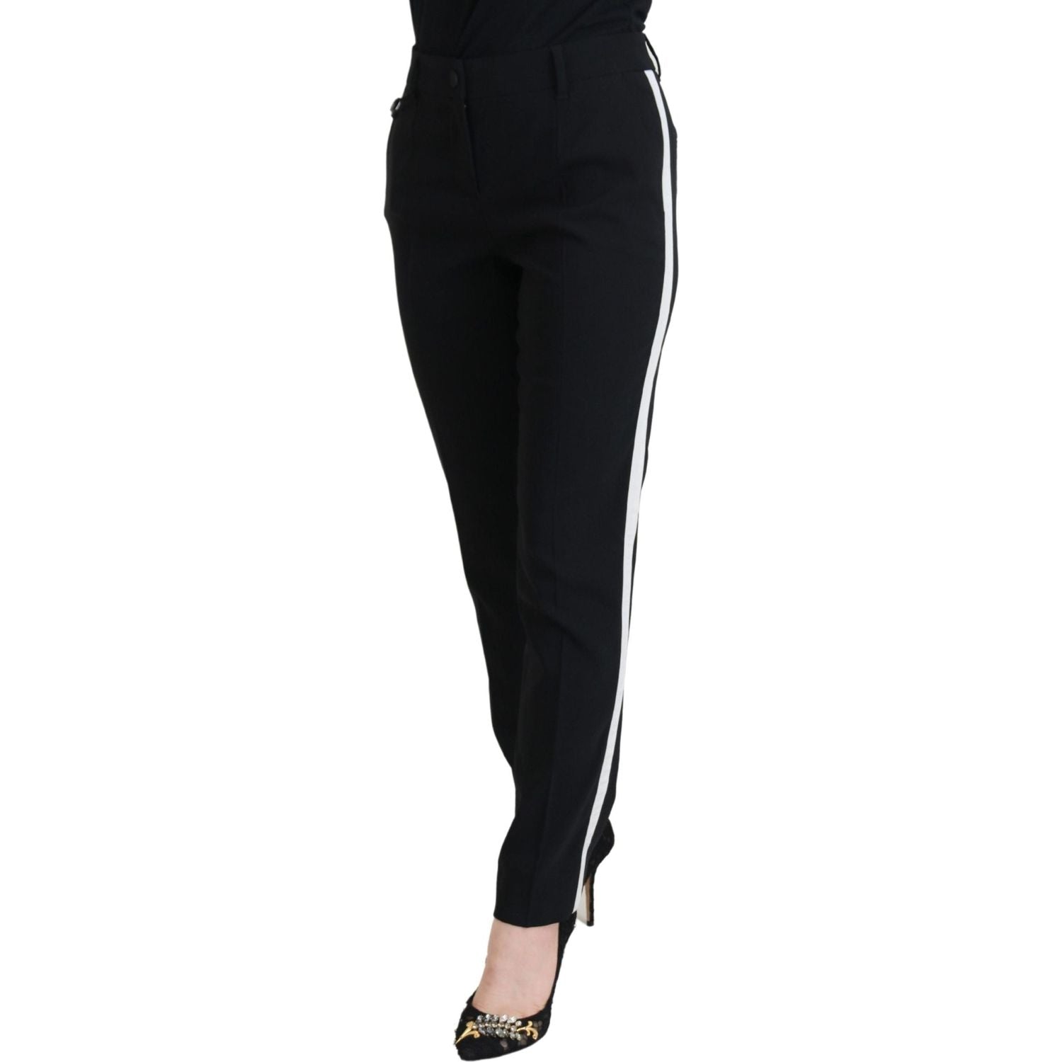 Dolce & Gabbana Elegant Black Wool-Silk Pants