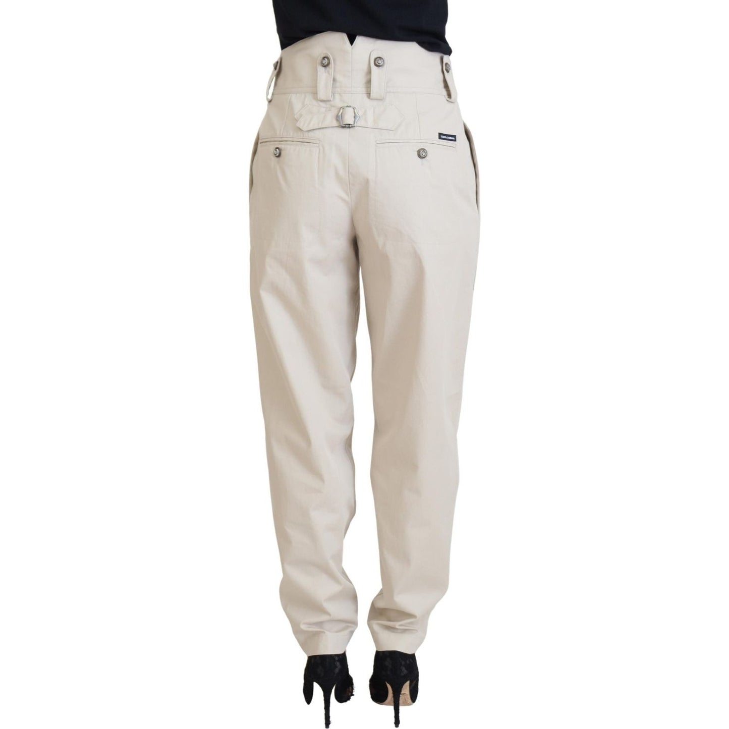 Dolce & Gabbana Chic Beige Cotton Trousers for Elegant Comfort Dolce & Gabbana