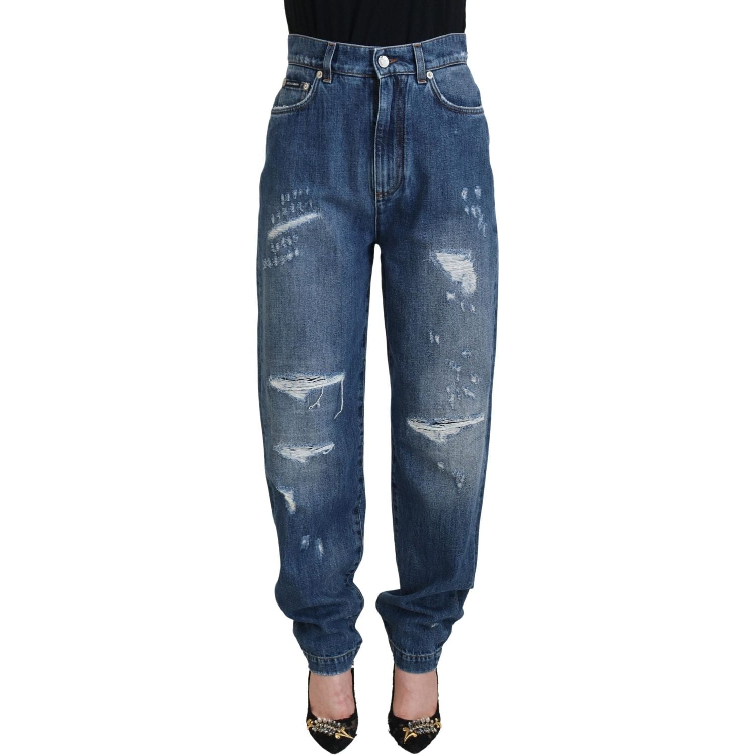 Dolce & Gabbana Elegant Tattered Denim Jeans